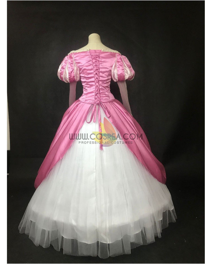 Cosrea Disney Little Mermaid Ariel Magenta Pink With Pearl Trims Cosplay Costume