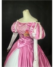 Cosrea Disney Little Mermaid Ariel Magenta Pink With Pearl Trims Cosplay Costume