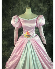 Cosrea Disney Little Mermaid Ariel Pastel Pink With Bubble Sleeves Satin Cosplay Costume