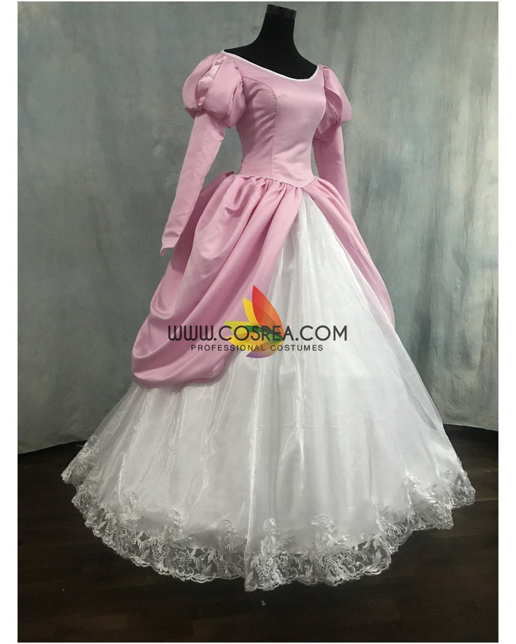 Princess Ariel Rose Pink With Floral Lace Little Mermaid Cosplay Costume