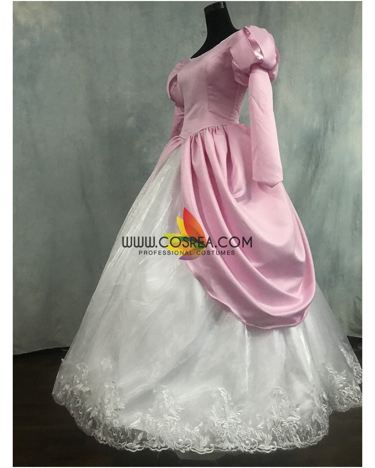 Princess Ariel Rose Pink With Floral Lace Little Mermaid Cosplay Costume