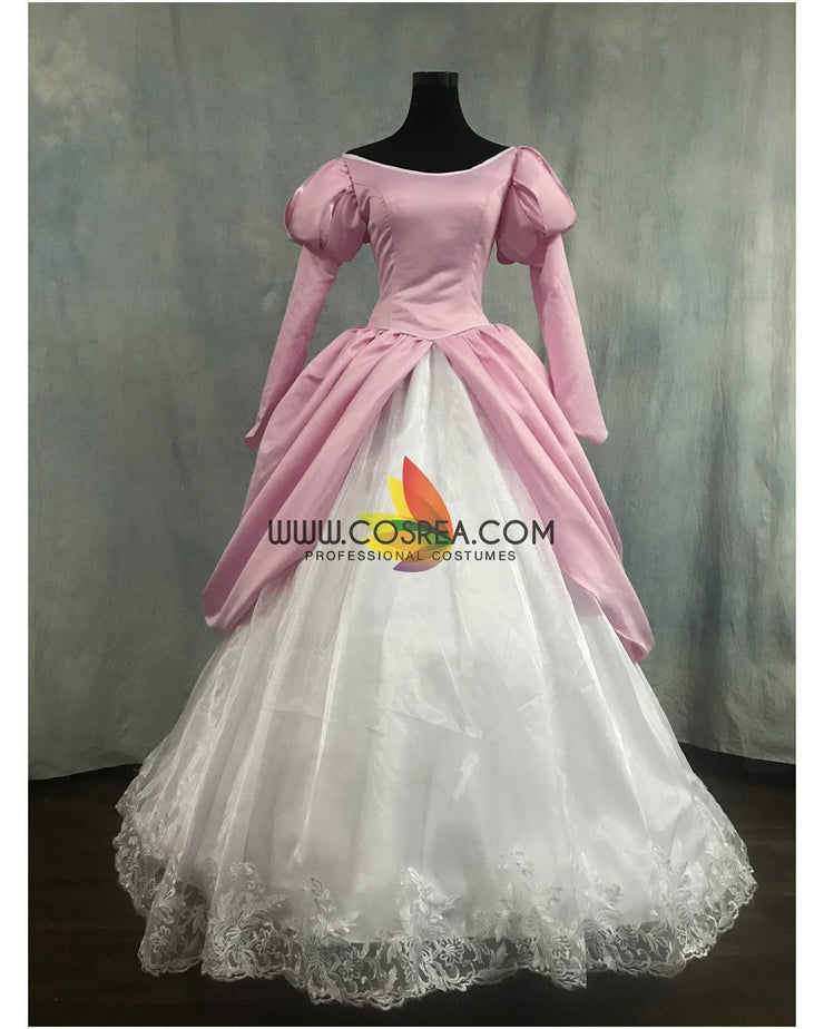 Princess Ariel Rose Pink With Floral Lace Little Mermaid Cosplay Costume
