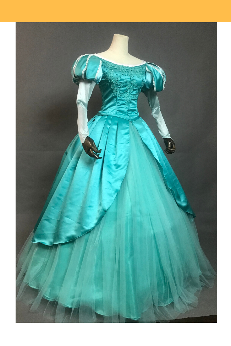 Princess Ariel Sapphire Teal Tulle Overlayer Little Mermaid Cosplay Costume Without Boning / Concealed Zipper