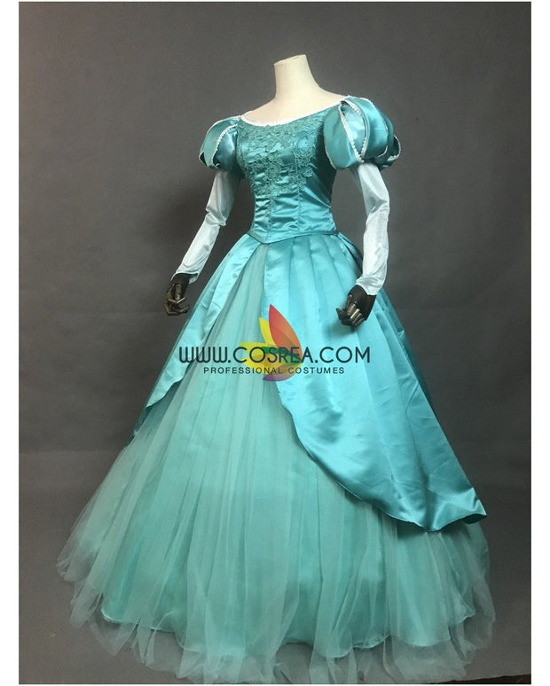 Princess Ariel Sapphire Teal Tulle Overlayer Little Mermaid Cosplay Costume