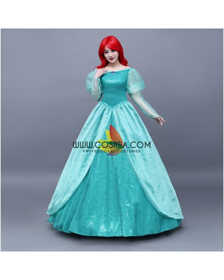 Princess Ariel Turquoise Sequin Tulle Little Mermaid Cosplay Costume Without Boning / Combination Lace Tie Princess Ariel Turquoise Sequin Tulle Little Mermaid Cosplay Costume Without Boning / Combination Lace Tie