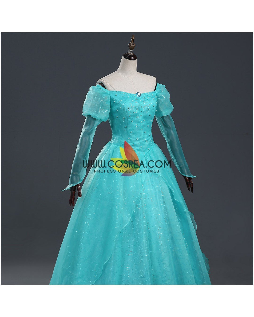 princess ariel dress up Princess Ariel Turquoise Tulle With Pearl Little Mermaid Cosplay Costume Without Boning / Traditional Lace Tie