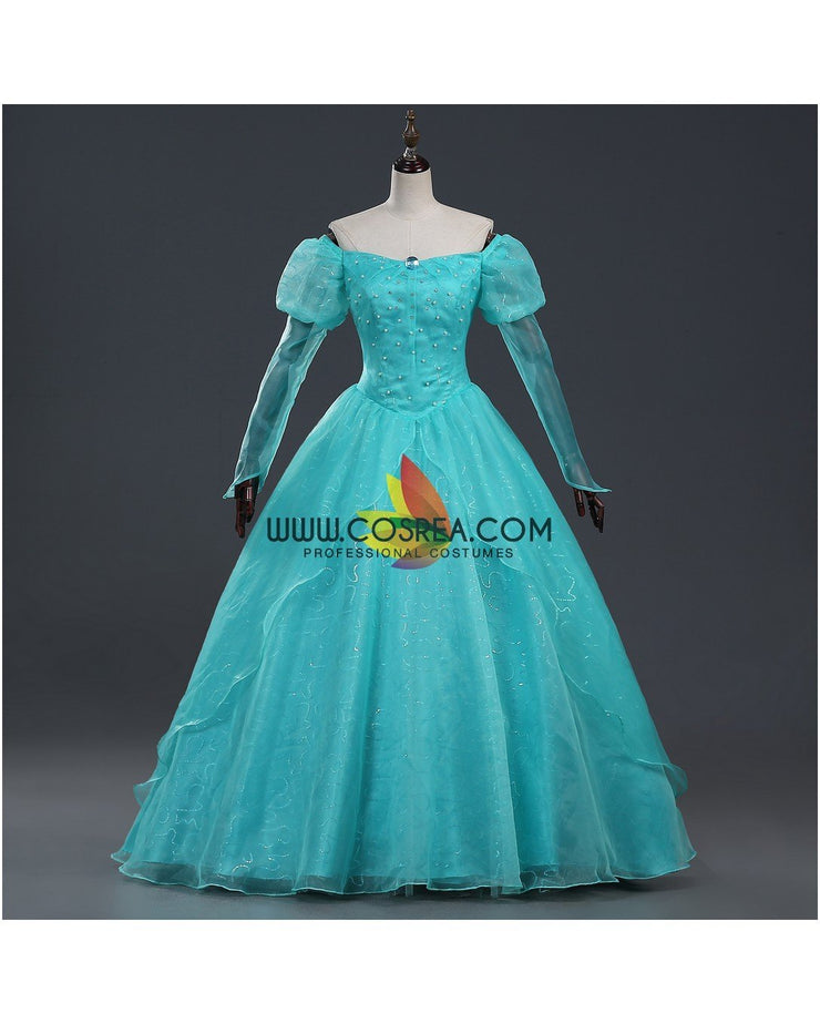 Princess Ariel Turquoise Tulle With Pearl Little Mermaid Cosplay Costume