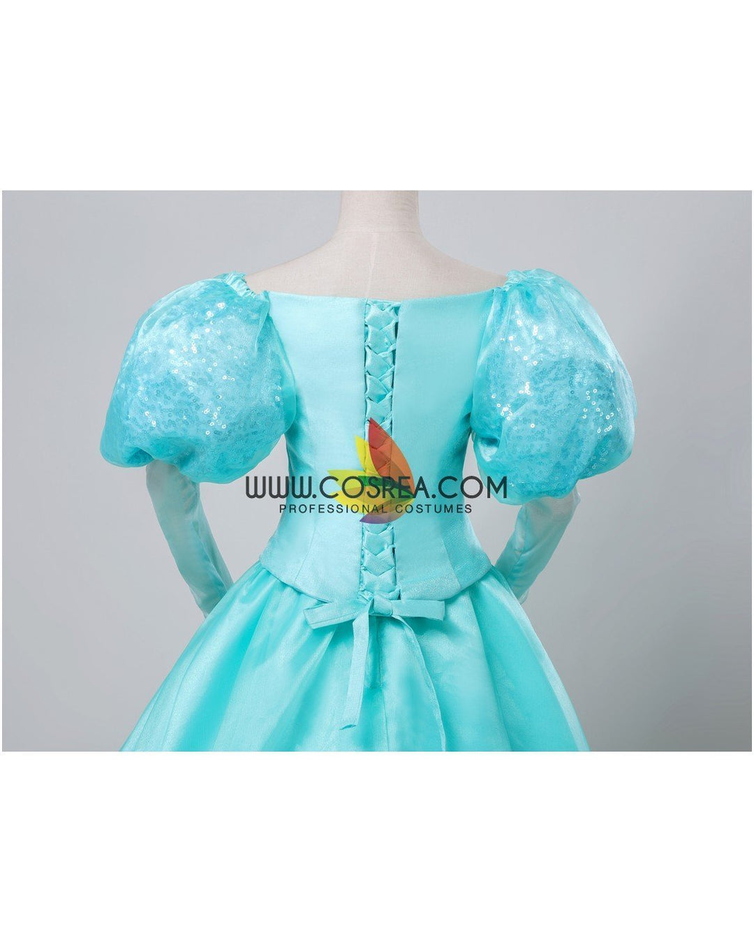 Princesss Ariel Turquoise Tulle With Sequin Sleeves Little Mermaid Cosplay  Costume