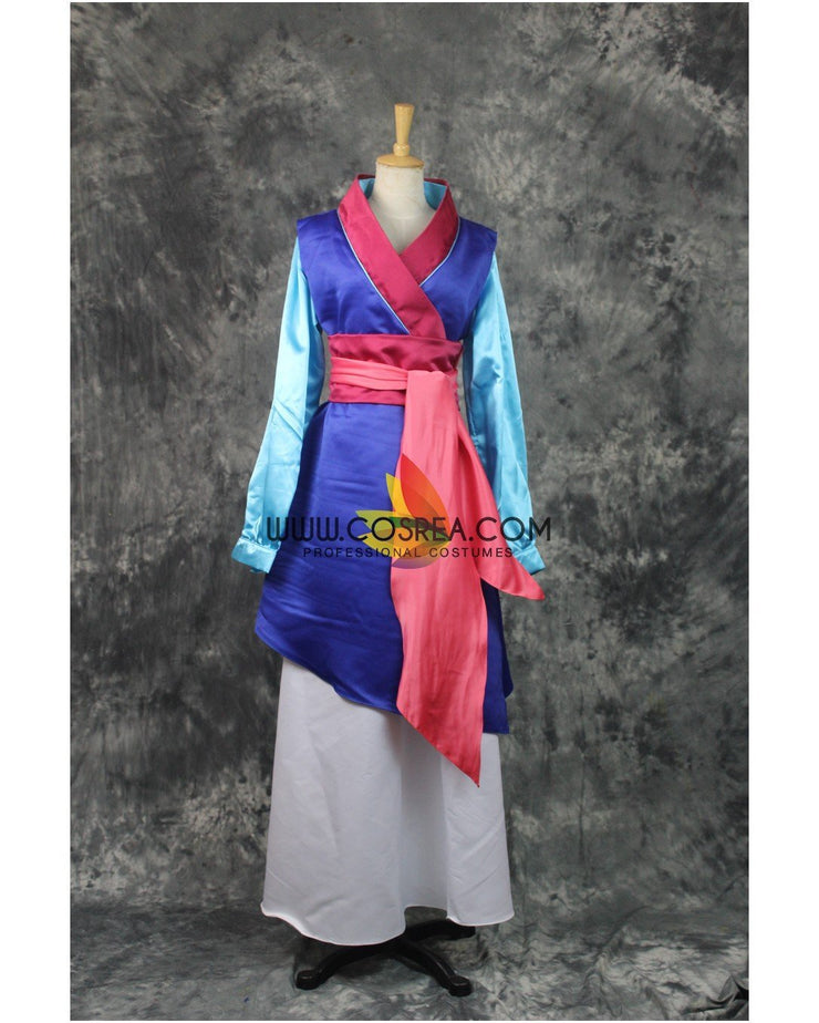 mulan blue dress Mulan Navy Blue Satin Cosplay Costume