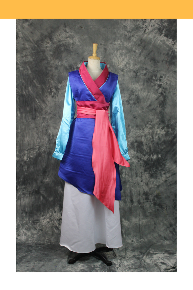 Cosrea Disney Mulan Navy Blue Satin Cosplay Costume