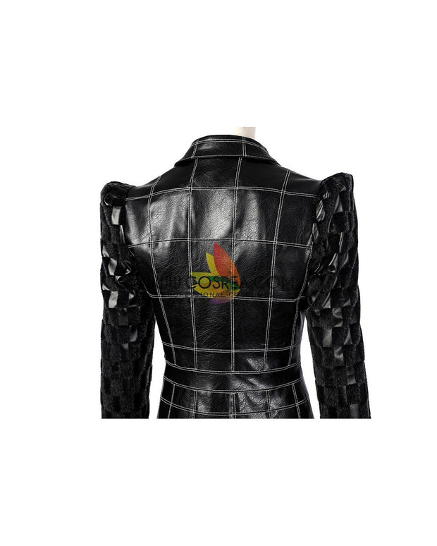 Cosrea Disney No Option Disney Cruella 2021 Movie Black Plaid PU Leather Cosplay Costume