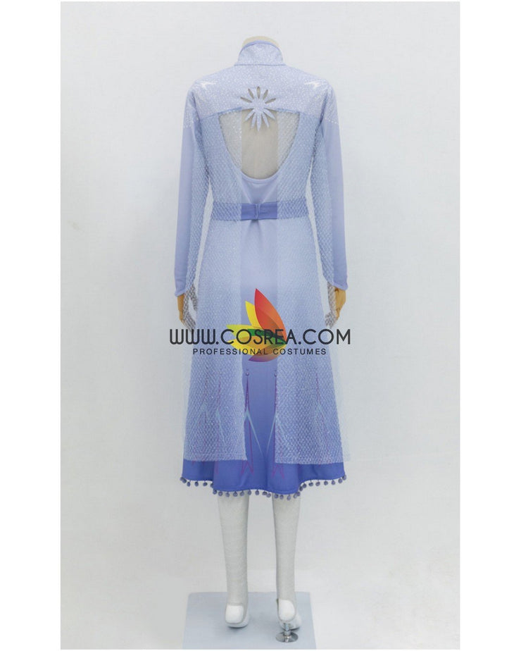 Frozen 2 Elsa Gradient Light Blue Cosplay Costume