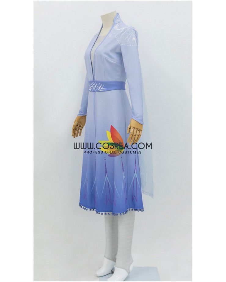 Frozen 2 Elsa Gradient Light Blue Cosplay Costume