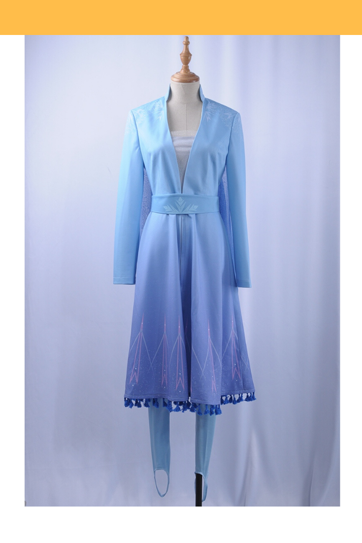 Frozen 2 Elsa Light Blue With Tassel Cosplay Costume