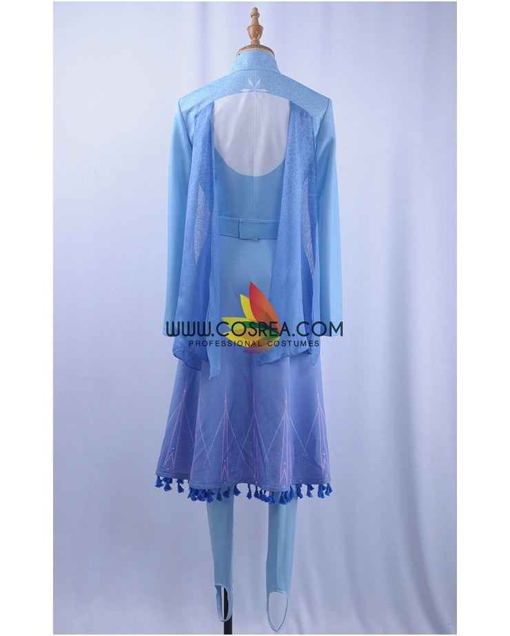 Frozen 2 Elsa Light Blue With Tassel Cosplay Costume