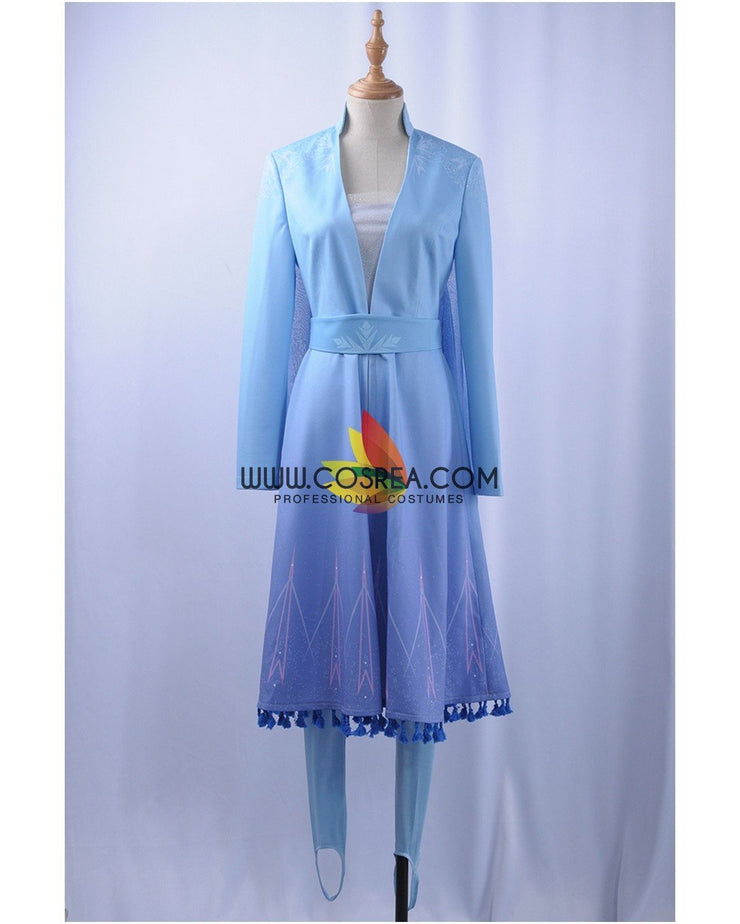 Frozen 2 Elsa Light Blue With Tassel Cosplay Costume