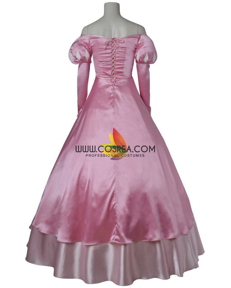 Princess Ariel Pink Satin With Wide Shoulder Little Mermaid Cosplay Costume