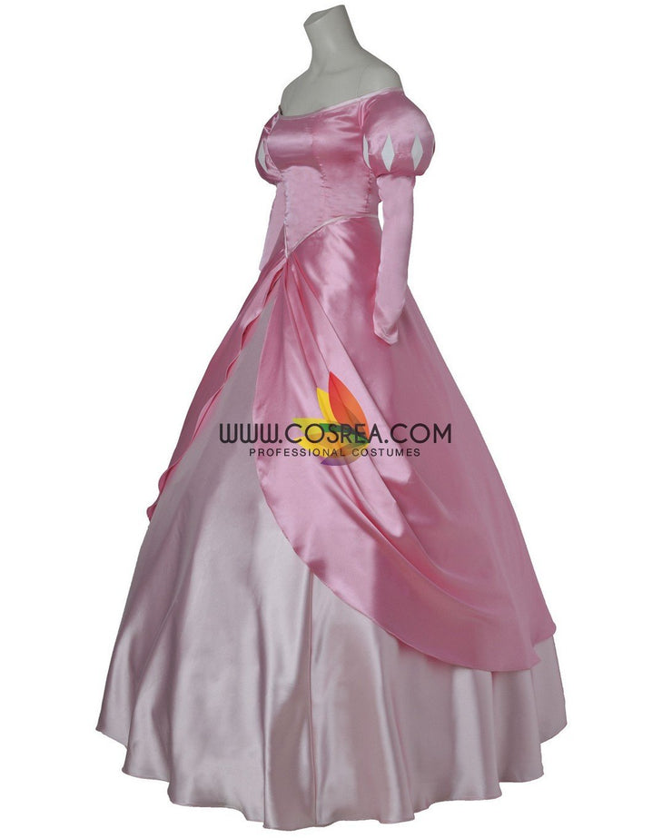 Princess Ariel Pink Satin With Wide Shoulder Little Mermaid Cosplay Costume