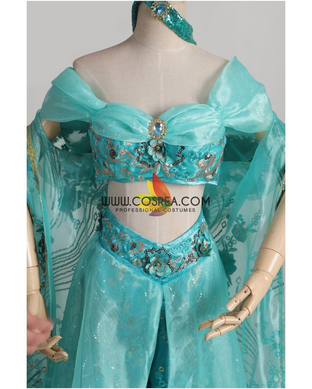 strapless open back dress Princess Jasmine Embroidered Costume With Matching Cape