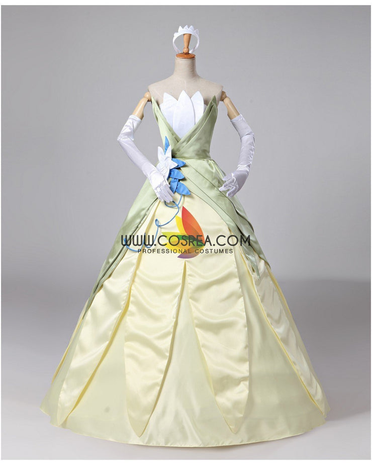 Princess Tiana The Princess and The Frog Classic Satin Cosplay Costume with Boning / Combination Lace Tie Princess Tiana The Princess and The Frog Classic Satin Cosplay Costume with Boning / Combination Lace Tie