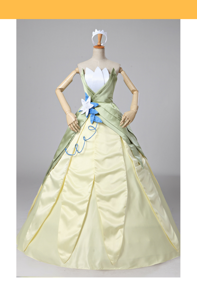 Princess Tiana The Princess and The Frog Classic Satin Cosplay Costume With Boning / Combination Lace Tie Princess Tiana The Princess and The Frog Classic Satin Cosplay Costume With Boning / Combination Lace Tie