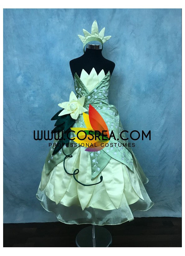 Cosrea Disney Princess And The Frog Tiana Floral Brocade Children Size Cosplay Costume
