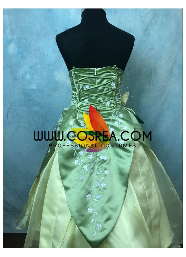 Cosrea Disney Princess And The Frog Tiana Floral Brocade Children Size Cosplay Costume
