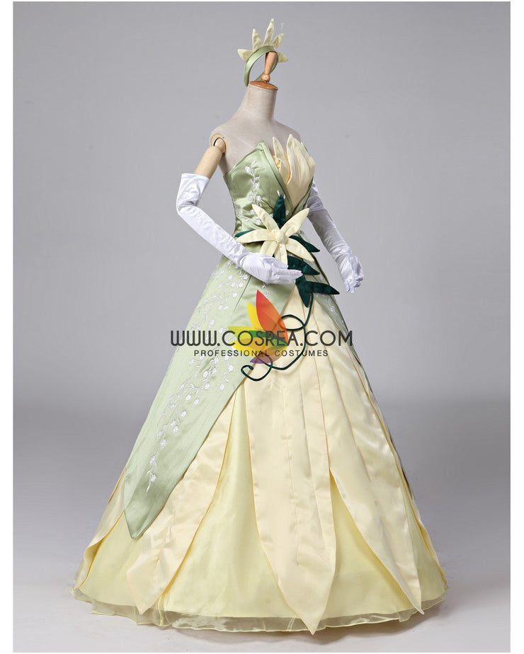 Cosrea Disney Princess And The Frog Tiana Floral Brocade Cosplay Costume