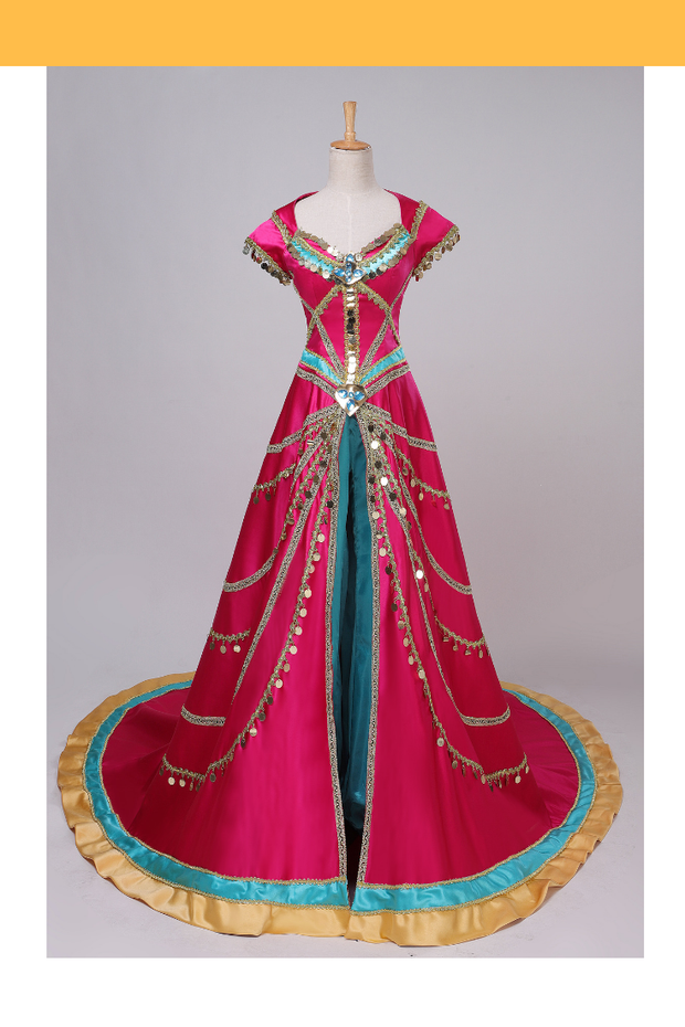 Cosrea Disney Princess Jasmine Formal Magenta Live Action Movie Cosplay Costume