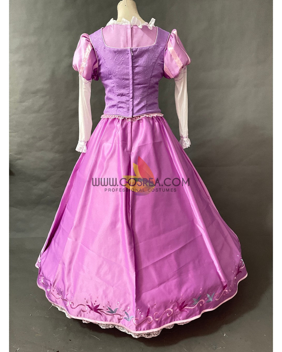 Princess Rapunzel Classic Embroidered With Lilac Pink Brocade Satin Cosplay Costume - Cosrea Cosplay Princess Rapunzel Classic Embroidered With Lilac Pink Brocade Satin Cosplay Costume - Cosrea Cosplay
