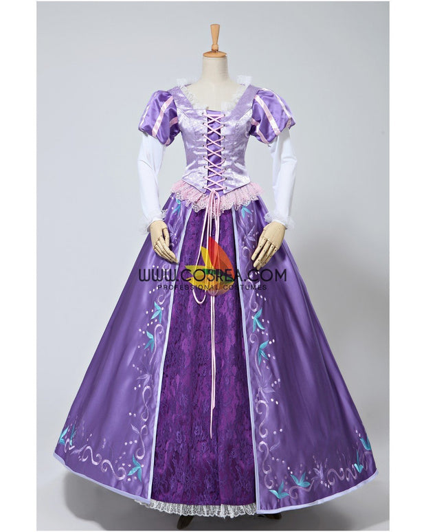 Princess Rapunzel Embroidered Brocade Satin Cosplay Costume