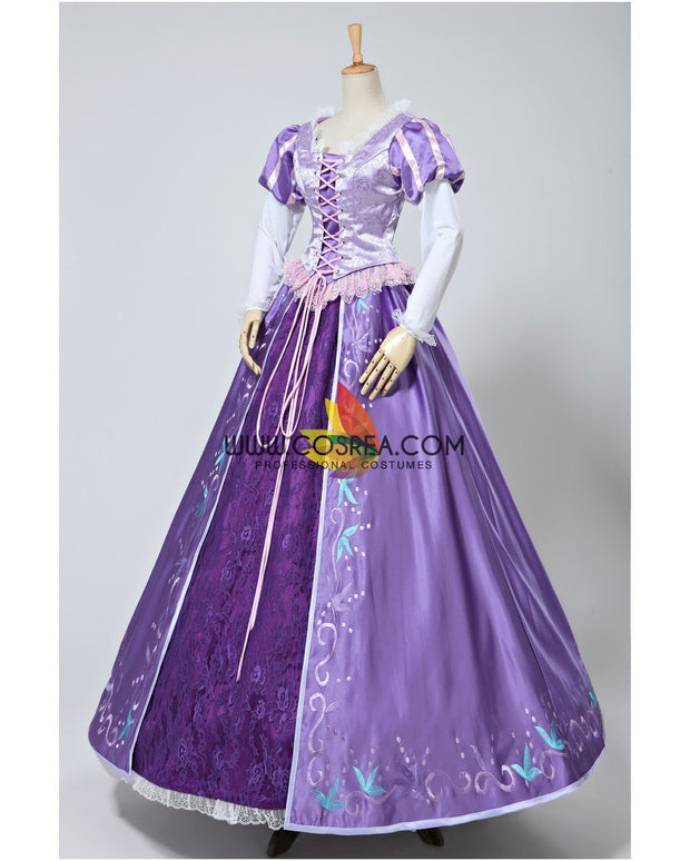 Princess Rapunzel Embroidered Brocade Satin Cosplay Costume