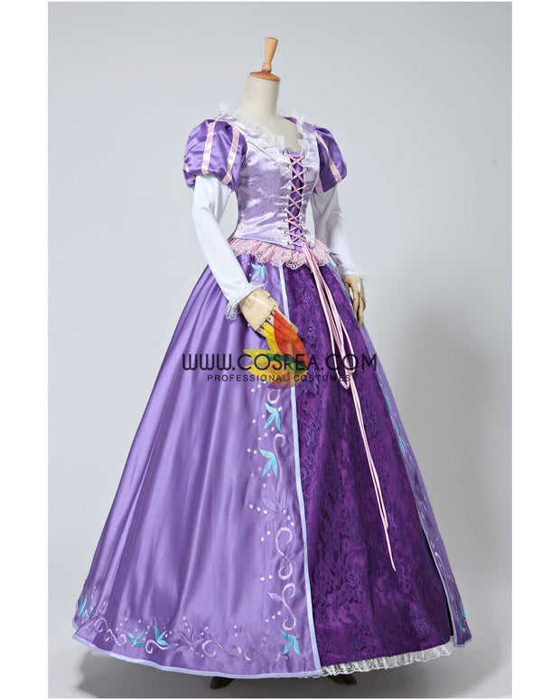 Princess Rapunzel Embroidered Brocade Satin Cosplay Costume