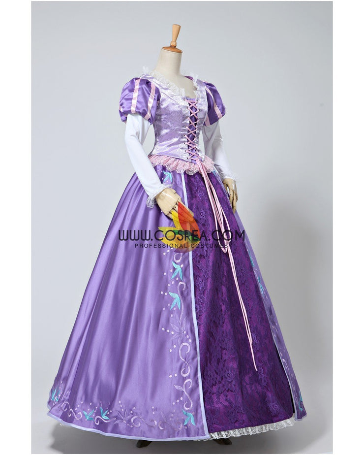 Princess Rapunzel Embroidered Brocade Satin Cosplay Costume