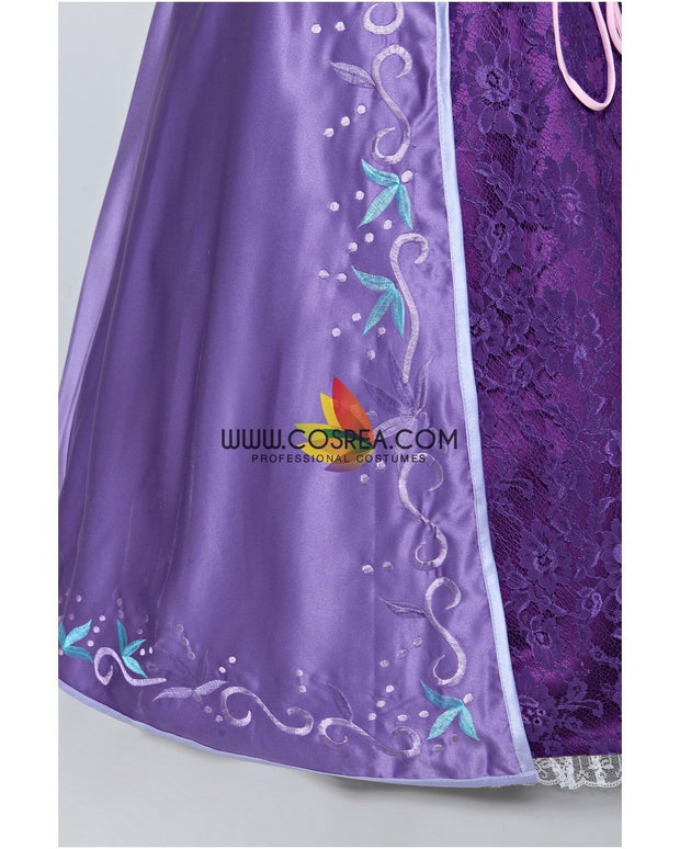 Princess Rapunzel Embroidered Brocade Satin Cosplay Costume