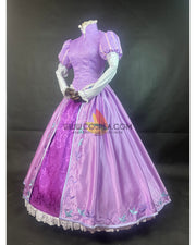 Cosrea Disney Rapunzel Lilac Pink Floral Brocade Cosplay Costume