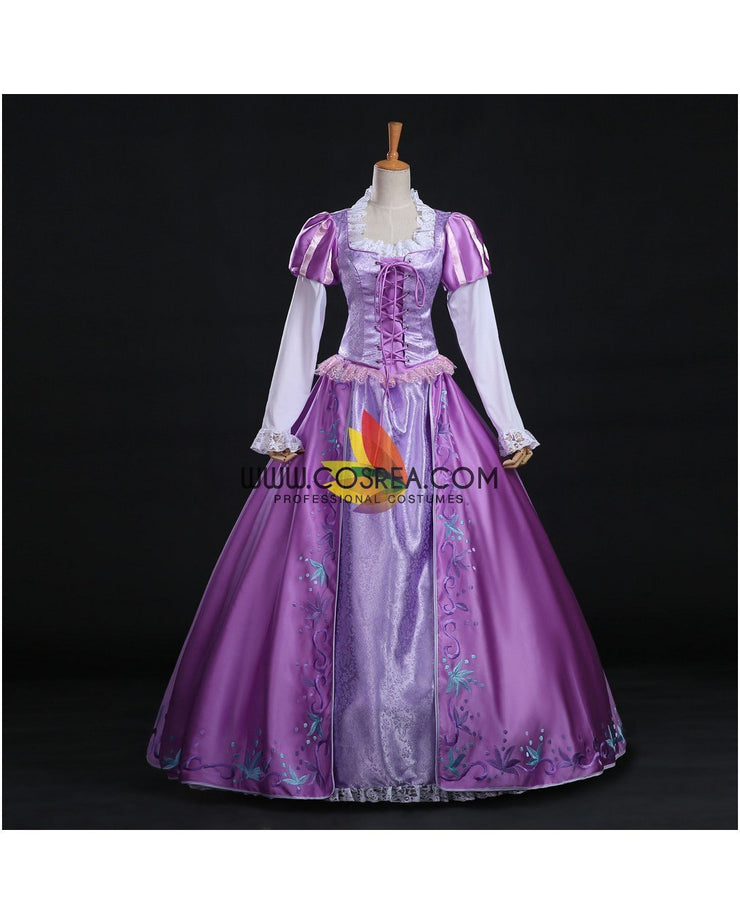 Princess Rapunzel Park Inspired Brocade Satin Cosplay Costume