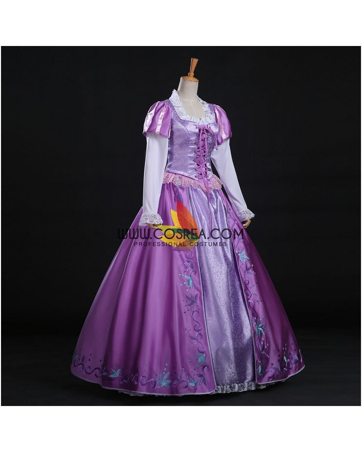 Princess Rapunzel Park Inspired Brocade Satin Cosplay Costume