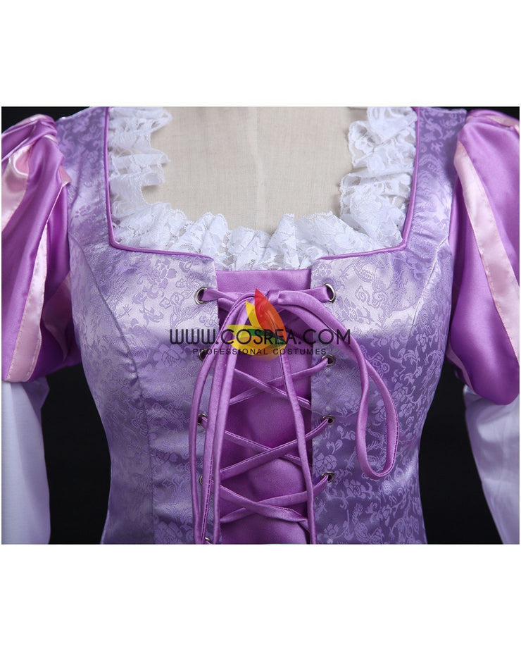 Princess Rapunzel Park Inspired Brocade Satin Cosplay Costume