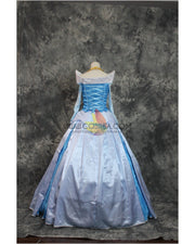 Cosrea Disney Sleeping Beauty Aurora Blue Brocade Satin Cosplay Costume