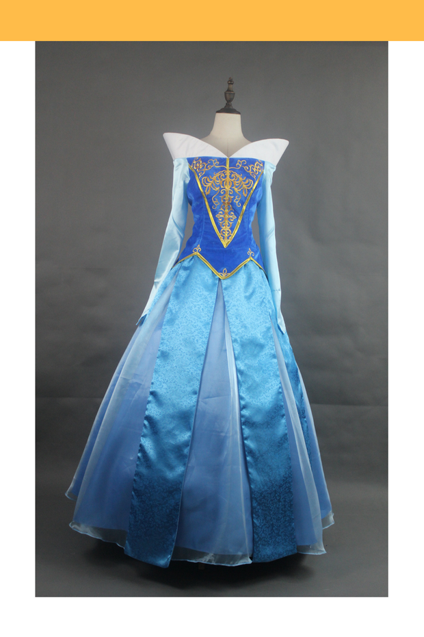 Cosrea Disney Sleeping Beauty Aurora Blue Velvet Embroidered Cosplay Costume