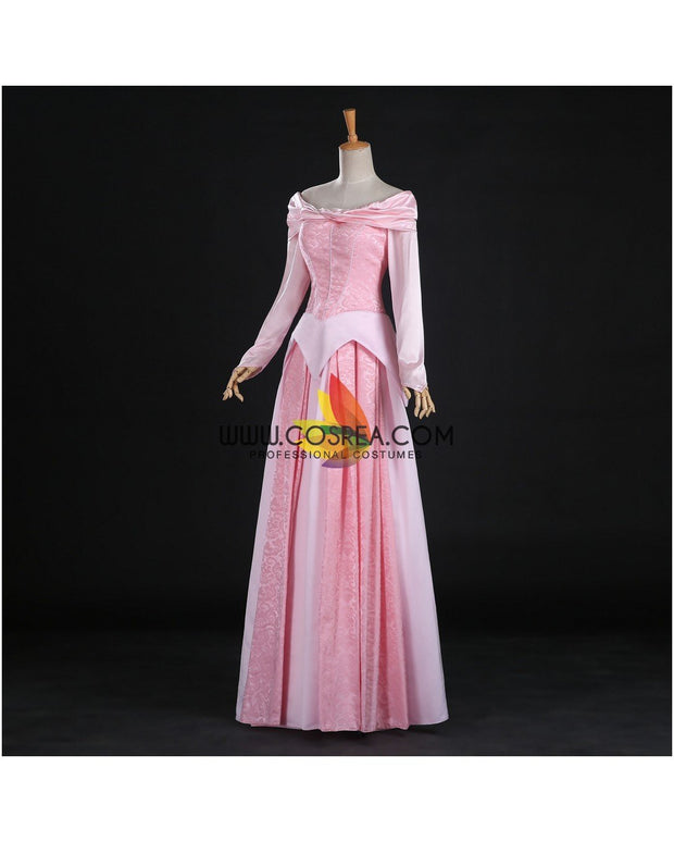 Princess Aurora Blush Pink Brocade Satin Sleeping Beauty Cosplay Costume