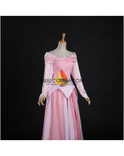 Princess Aurora Blush Pink Brocade Satin Sleeping Beauty Cosplay Costume