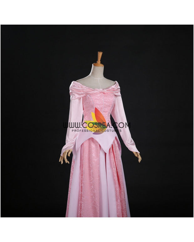 Princess Aurora Blush Pink Brocade Satin Sleeping Beauty Cosplay Costume