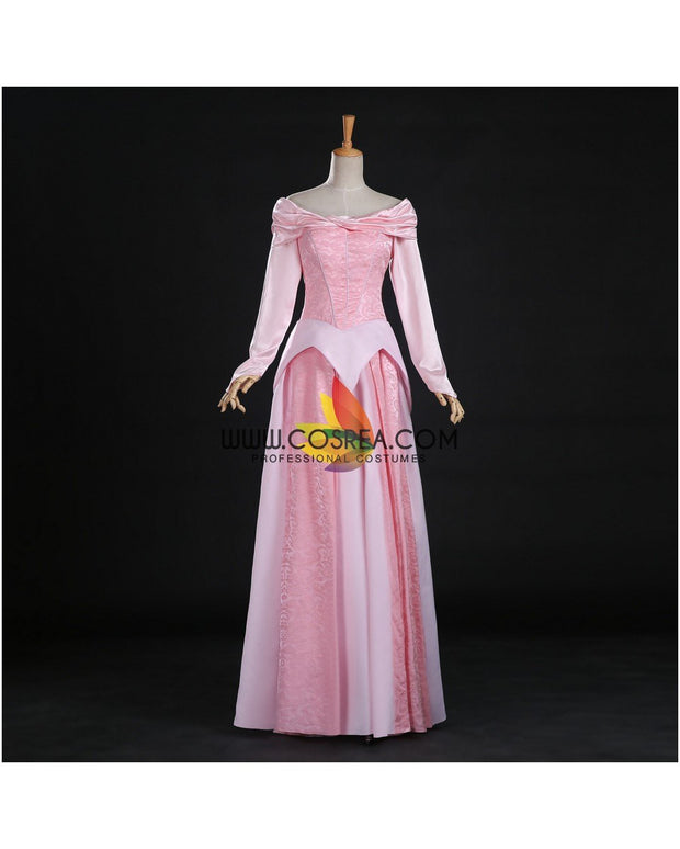 Princess Aurora Blush Pink Brocade Satin Sleeping Beauty Cosplay Costume