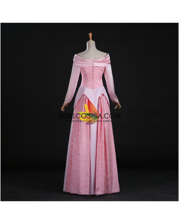Princess Aurora Blush Pink Brocade Satin Sleeping Beauty Cosplay Costume