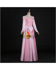 Princess Aurora Blush Pink Brocade Satin Sleeping Beauty Cosplay Costume