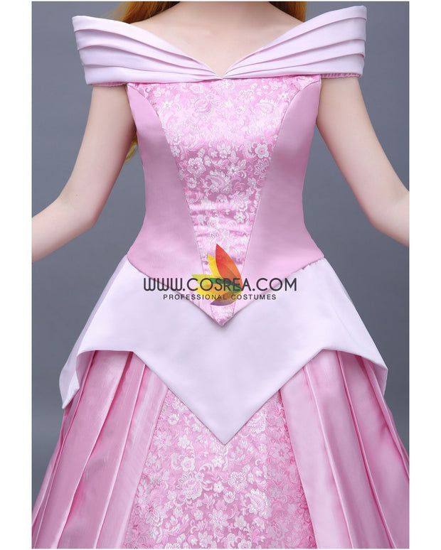 Princess Aurora Classic Brocade Satin Sleeping Beauty Cosplay Costume