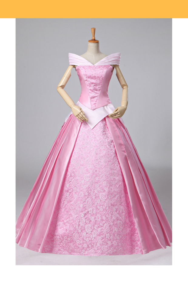 Cosrea Disney Sleeping Beauty Aurora Classic Brocade Satin Cosplay Costume