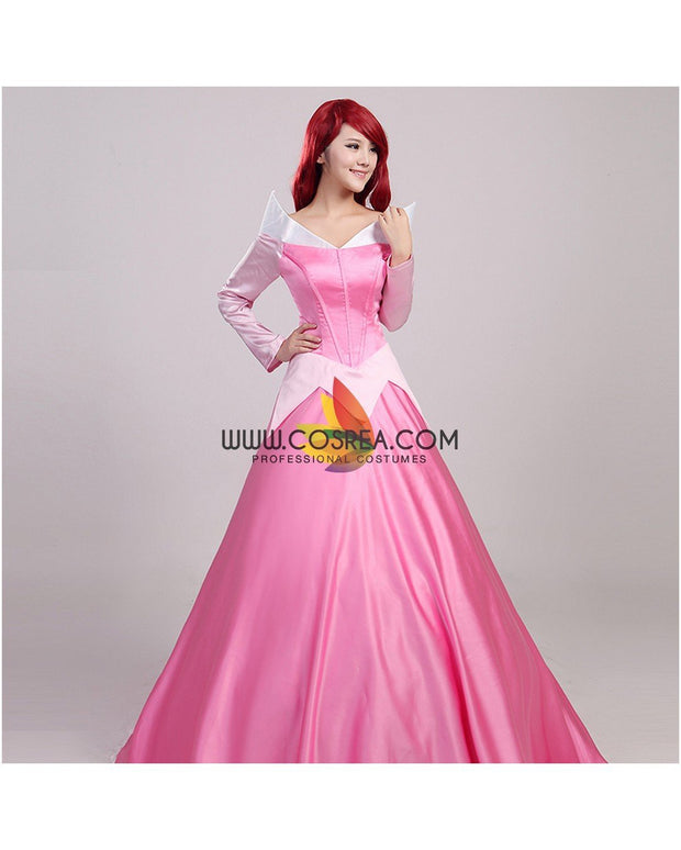 Princess Aurora Classic Pink Satin Sleeping Beauty Cosplay Costume